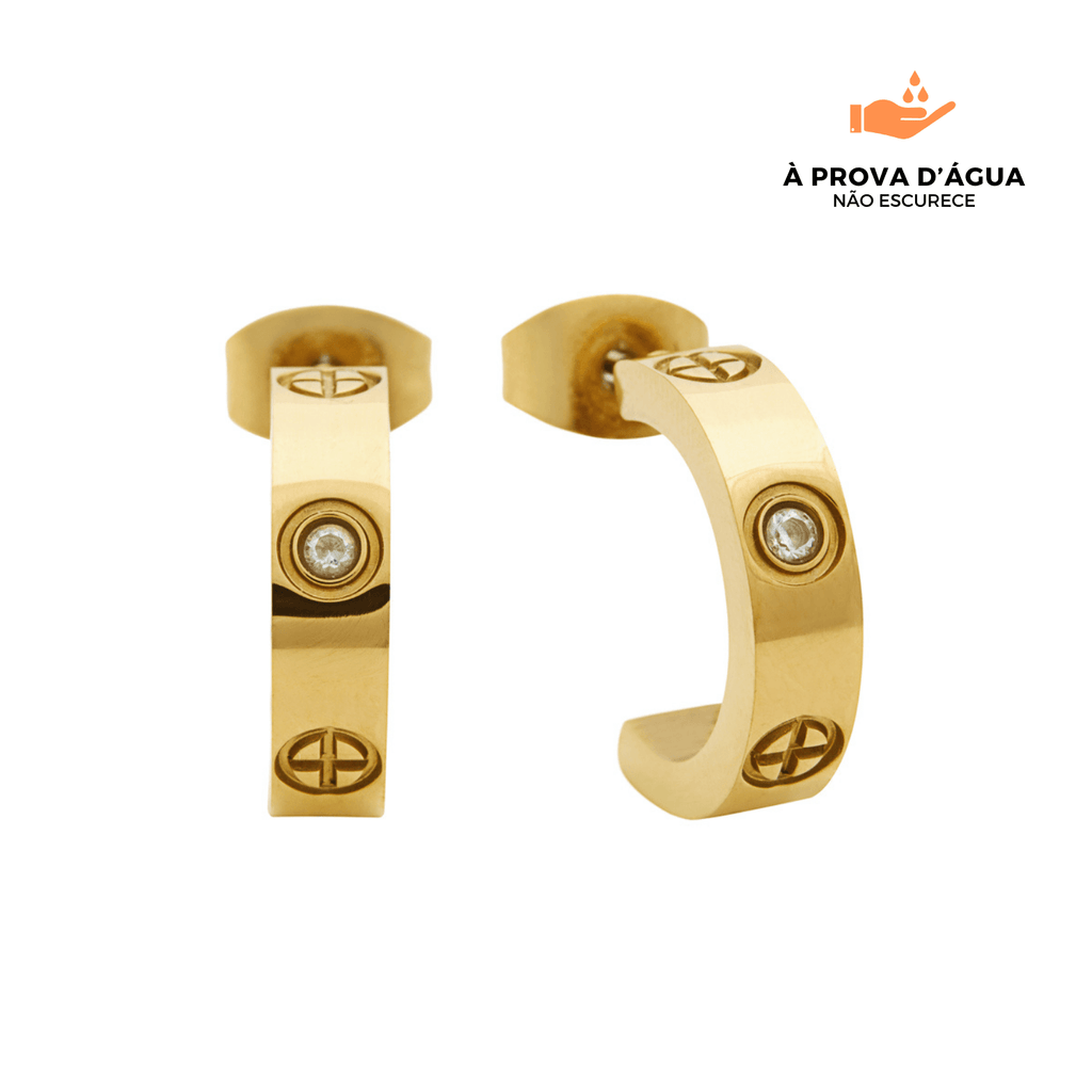 Brincos de Argola Pedras de Glamour Banhados em Ouro 18k