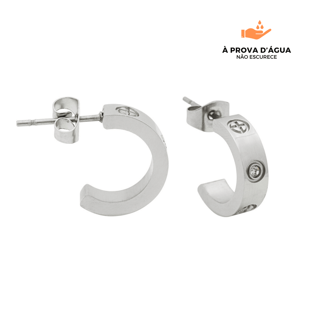 Brincos de Argola Pedras de Glamour Banhados em Prata