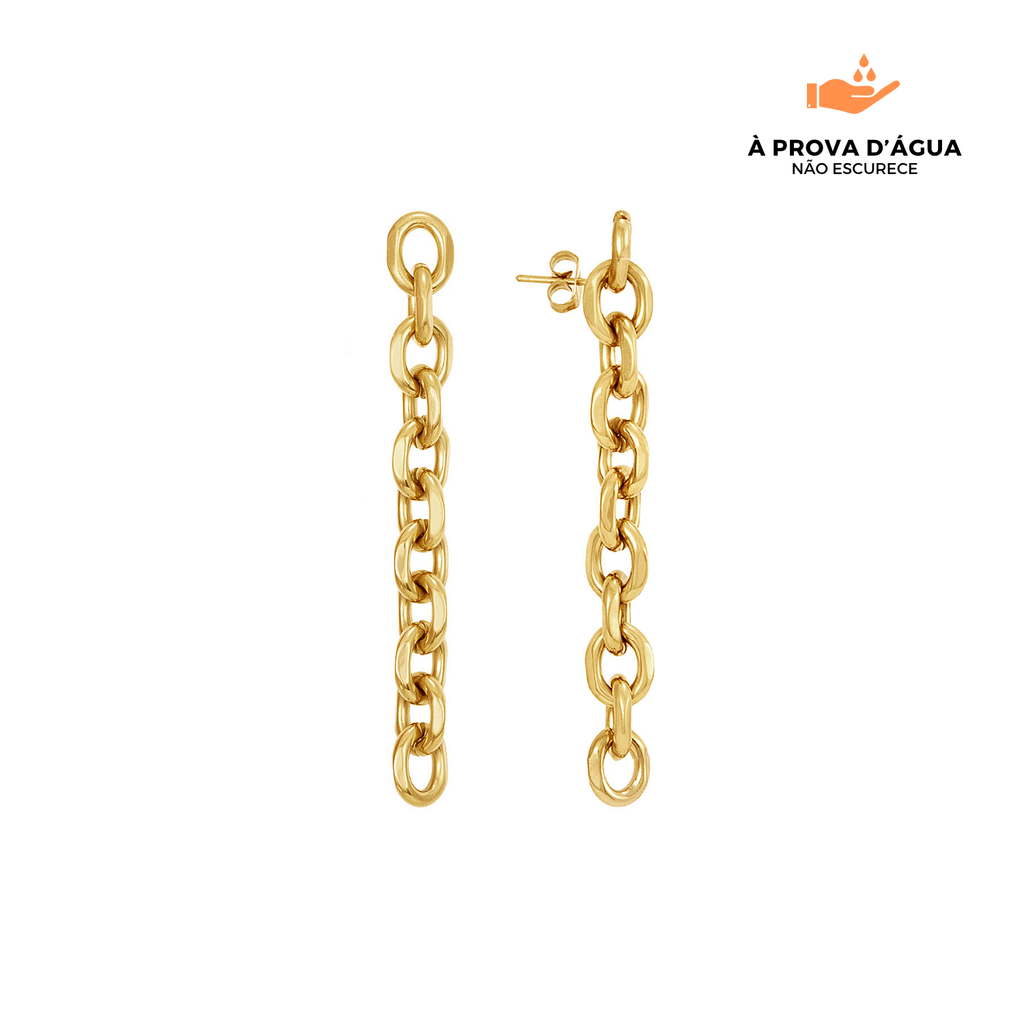 Brincos Elos Clássico Banhados em Ouro 18k