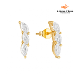 Brincos Florença Branco Banhados em Ouro 18k