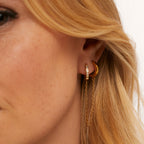 Brincos Jade 2 Furos Banhados em Ouro 18k