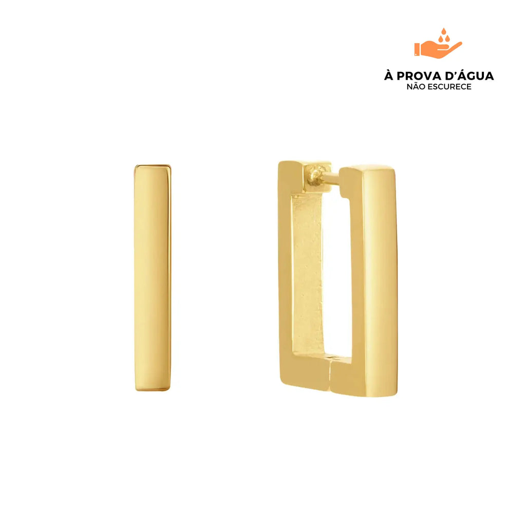 Brincos Retangular Trina Banhados em Ouro 18k