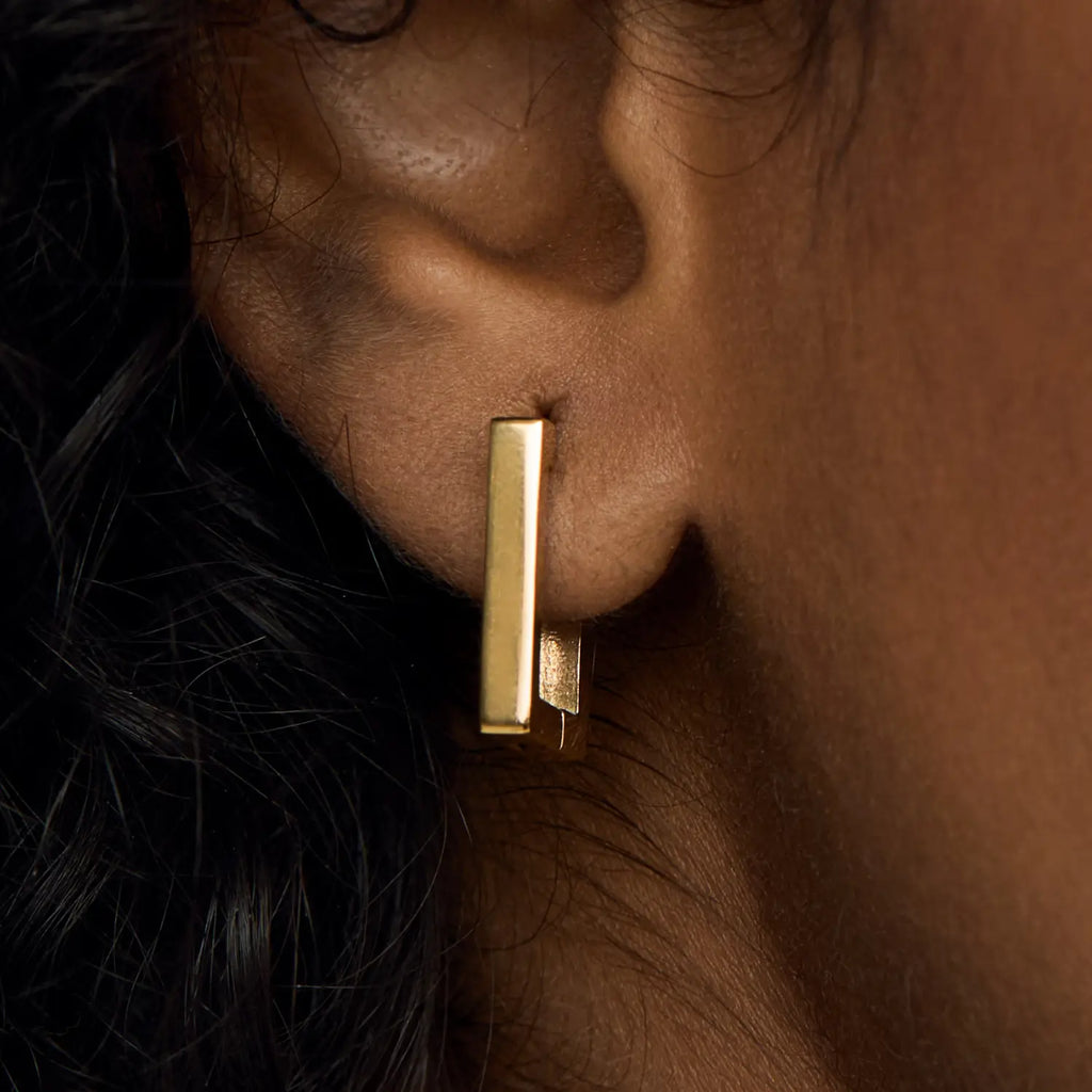 Brincos Retangular Trina Banhados em Ouro 18k