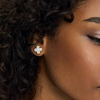 Brincos de Trevo Branco Banhados em Ouro 18k