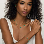 Brincos de Trevo Verde Banhados em Ouro 18k