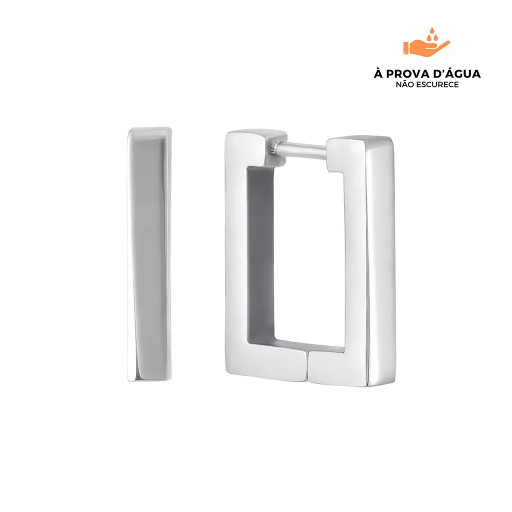 Brincos Retangular Trina Banhados em Prata