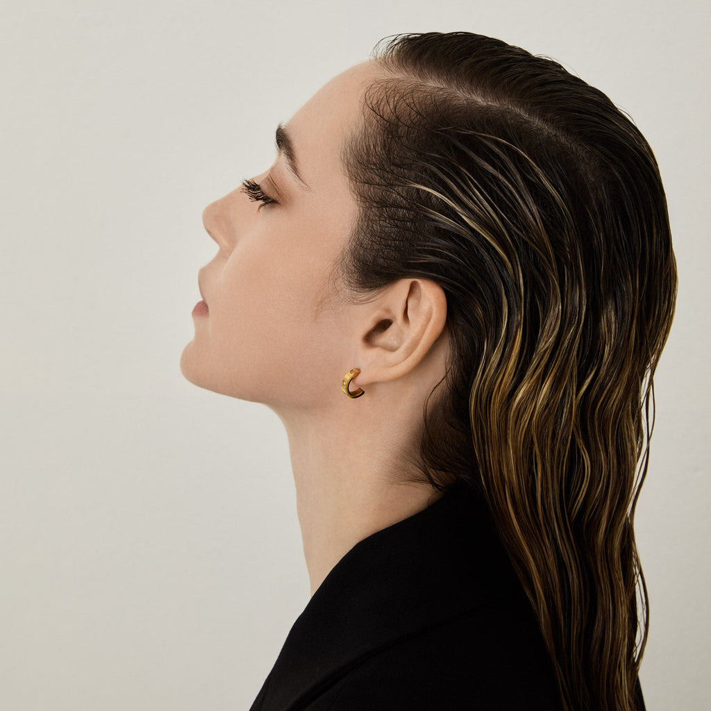 Brincos de Argola Pedras de Glamour Banhados em Ouro 18k