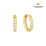 Brincos de Argola com Pedras Brilhantes 10MM Banhados em Ouro 18k