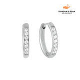 Brincos de Argola com Pedras Brilhantes 10MM Banhados em Prata