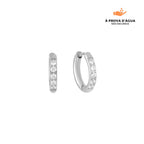 Brincos de Argola com Pedras Brilhantes 8MM Banhados em Prata