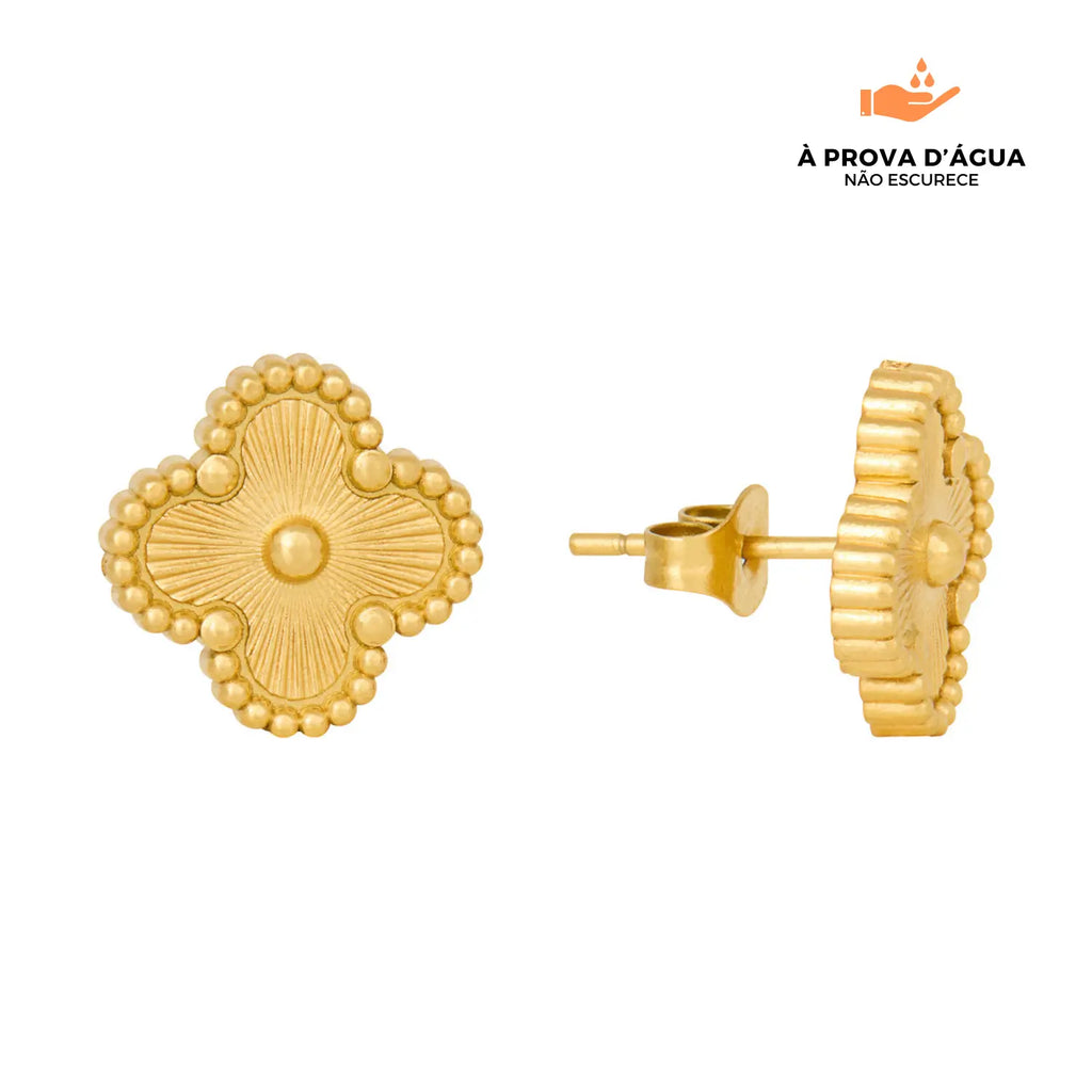 Brincos de Trevo Dourado Banhados em Ouro 18k