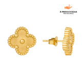 Brincos de Trevo Dourado Banhados em Ouro 18k