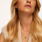 Colar Duplo Esmera Banhado em Ouro 18k