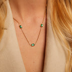 Colar Esmera Banhado em Ouro 18k