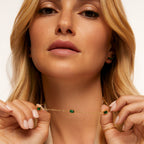 Colar Esmera Banhado em Ouro 18k