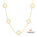 Colar de Trevo Branco Banhado em Ouro 18k