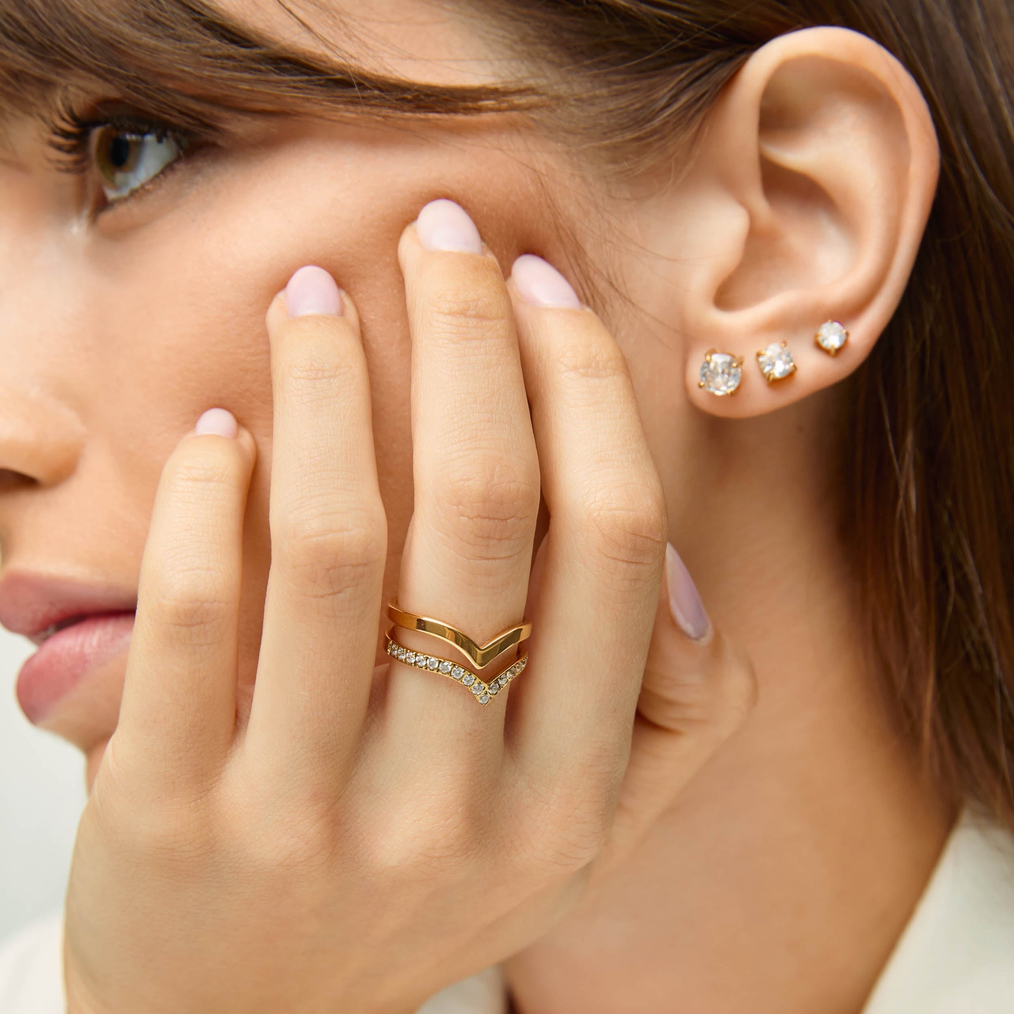 Brincos Solitário 3mm Banhados em Ouro 18k