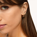 Brincos de Argola com Pedras Brilhantes 8MM Banhados em Ouro 18k