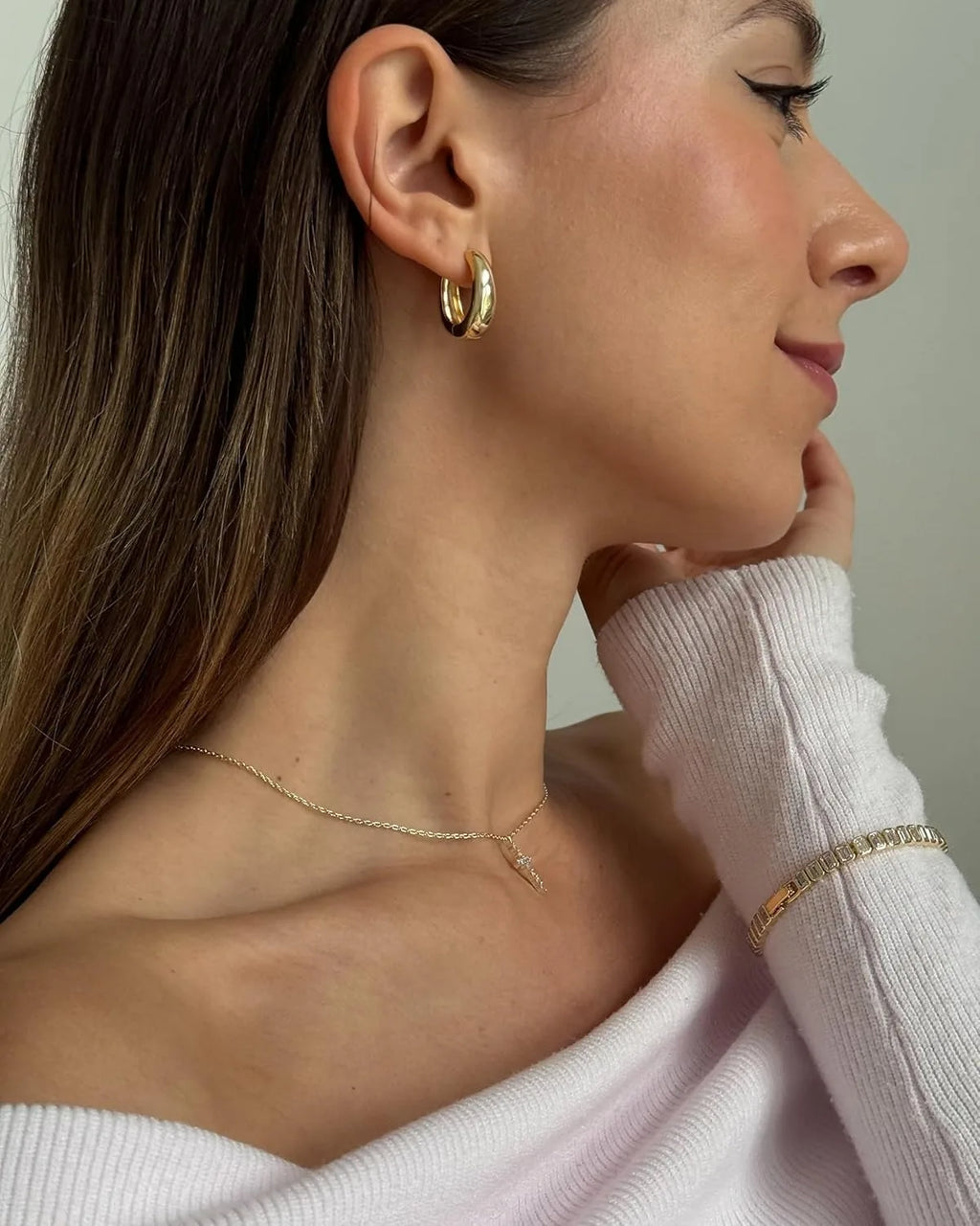 Brincos de Argola Grossa Banhados a Ouro 14K em Prata 925 – Estilo Minimalista e Elegante