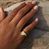 Anel Feminino Coração com Zircônia – Aço Inoxidável 316L Banhado a Ouro