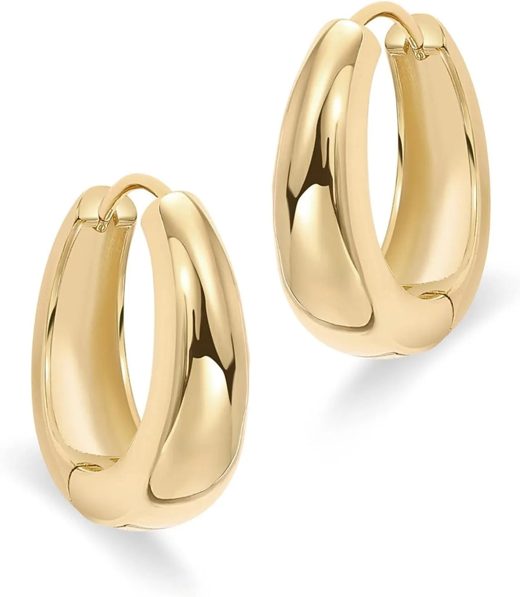 Brincos de Argola Grossa Banhados a Ouro 14K em Prata 925 – Estilo Minimalista e Elegante