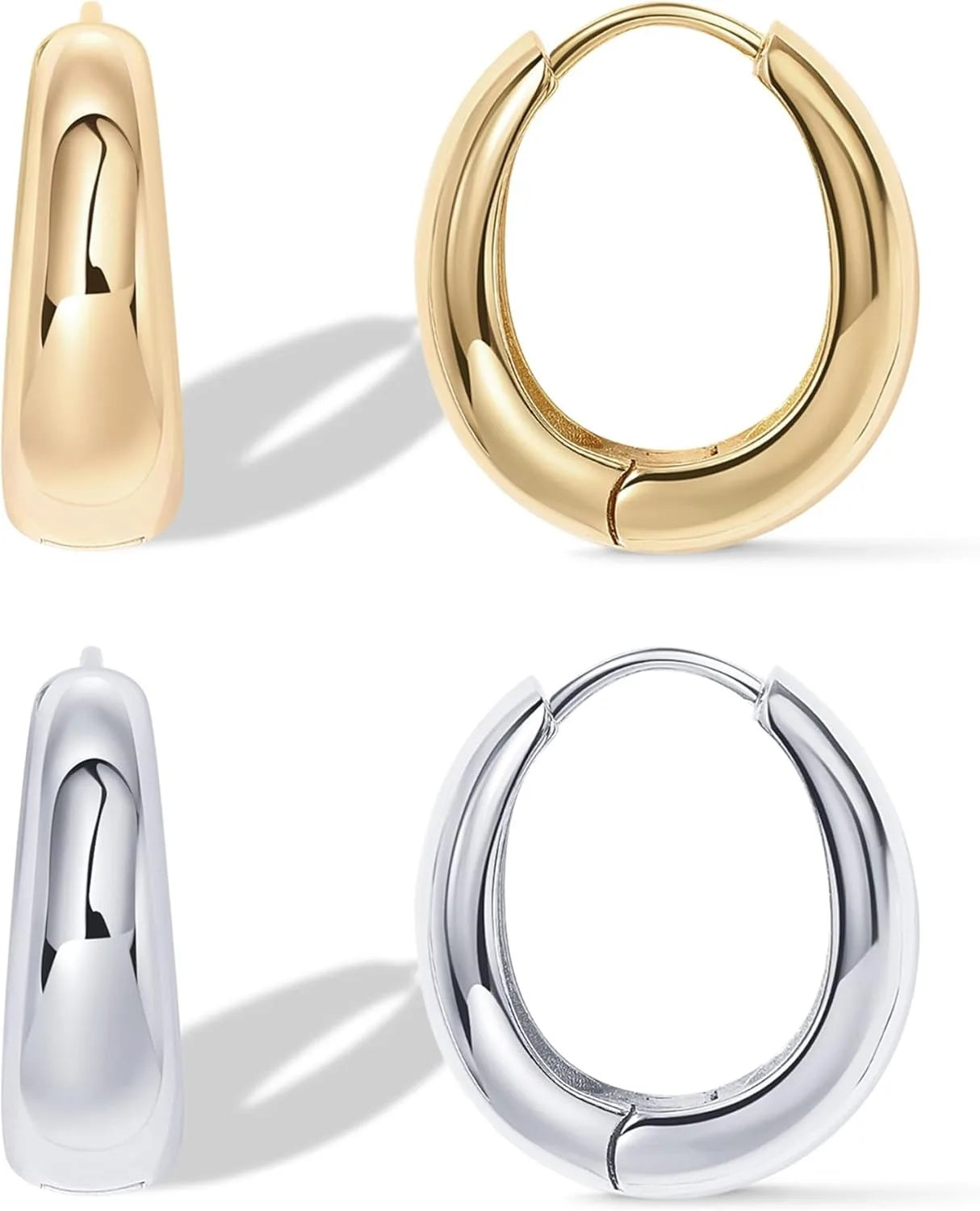 Brincos de Argola Grossa Banhados a Ouro 14K em Prata 925 – Estilo Minimalista e Elegante