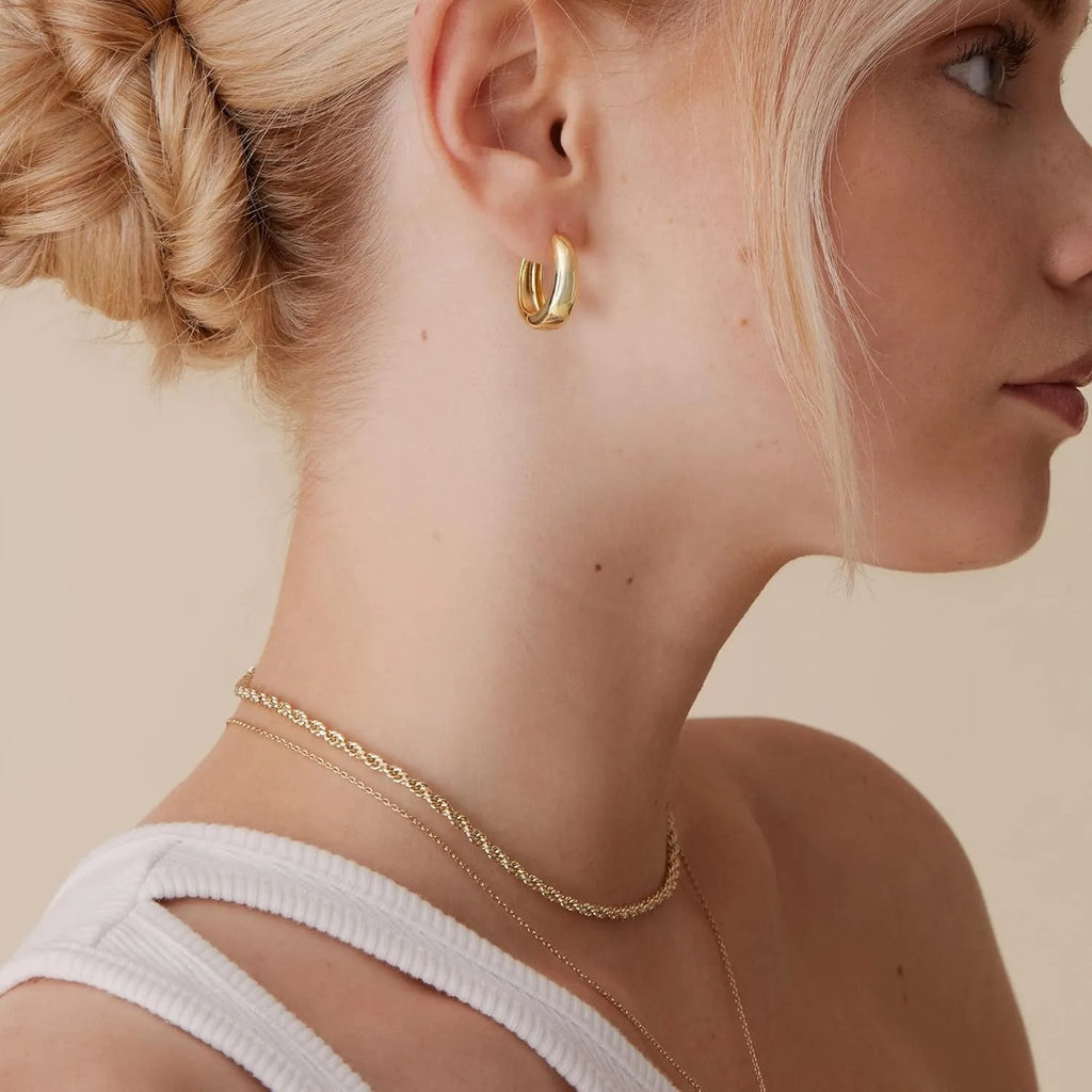 Brincos de Argola Grossa Banhados a Ouro 14K em Prata 925 – Estilo Minimalista e Elegante