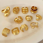 Anel Geométrico Ajustável Banhado a Ouro 18K – Prata 925 Esterlina