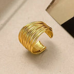 Anel Geométrico Ajustável Banhado a Ouro 18K – Prata 925 Esterlina