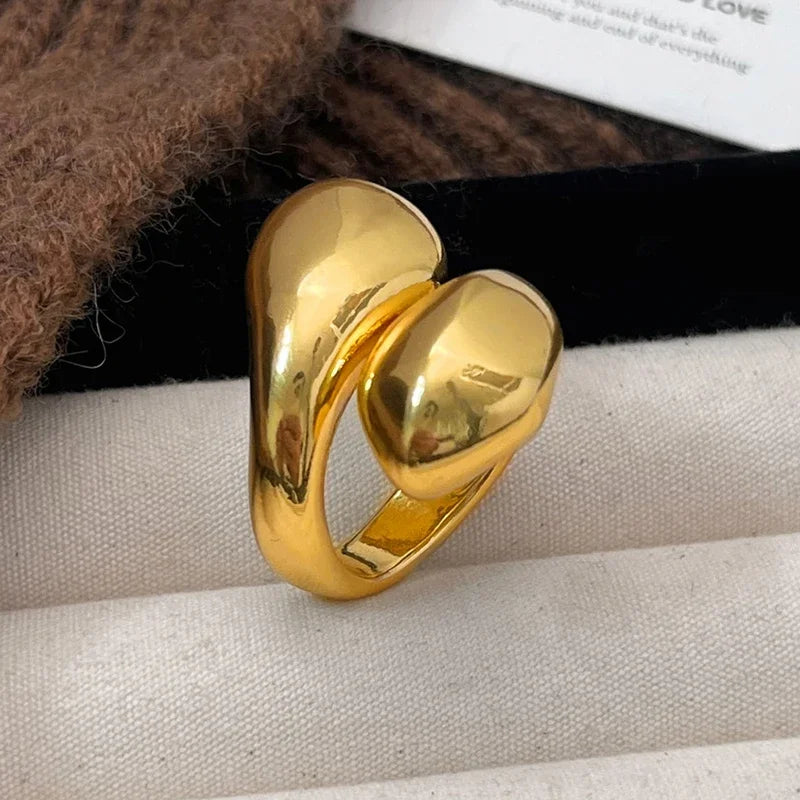 Anel Geométrico Ajustável Banhado a Ouro 18K – Prata 925 Esterlina