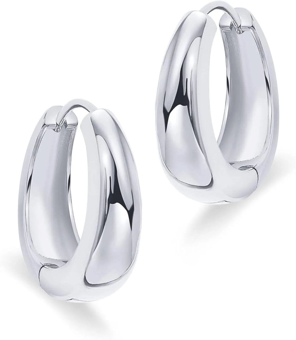 Brincos de Argola Grossa Banhados a Ouro 14K em Prata 925 – Estilo Minimalista e Elegante