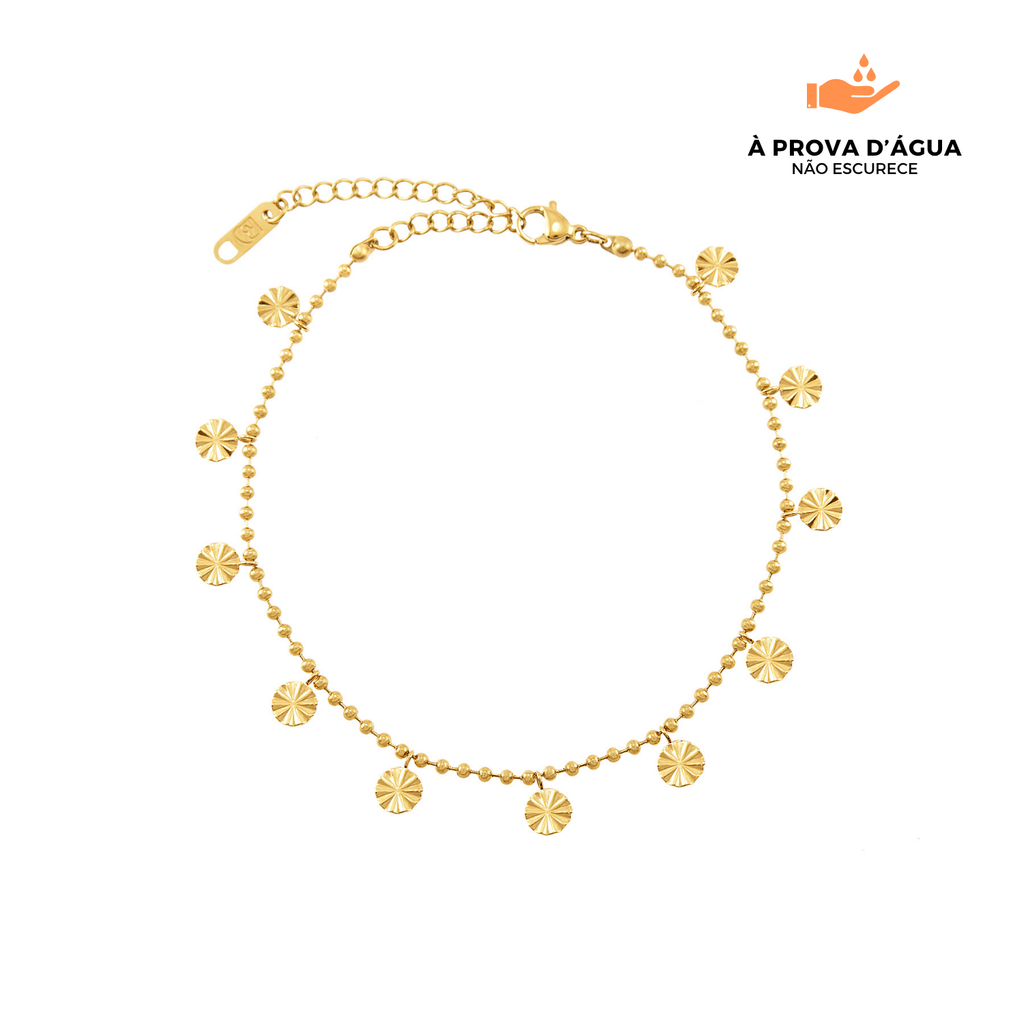 Tornozeleira Conchas Banhado em Ouro 18k