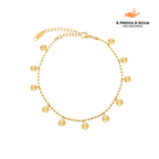 Tornozeleira Conchas Banhado em Ouro 18k