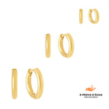 Trio de Brincos de Argola Slim Banhados em Ouro 18k