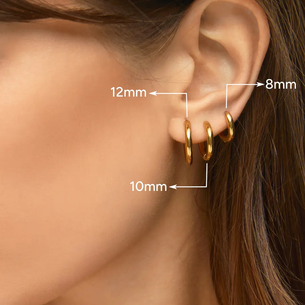 Trio de Brincos de Argola Slim Banhados em Ouro 18k