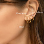 Trio de Brincos de Argola Slim Banhados em Ouro 18k