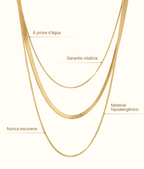 Colar Celina Trio Camadas Malha Banhado em Ouro 18K