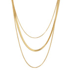 Colar Celina Trio Camadas Malha Banhado em Ouro 18K