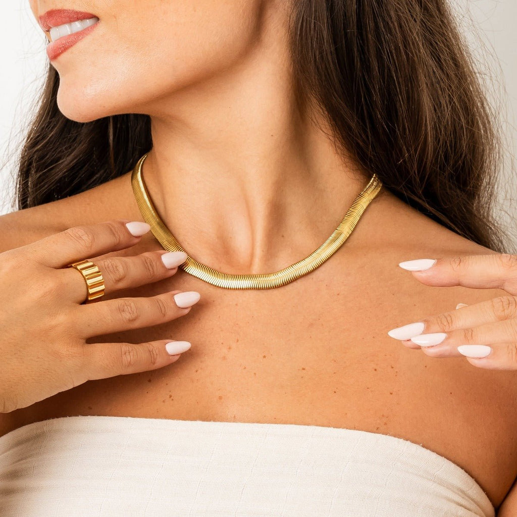 Colar Gargantilha Gaia Malha Banhado em Ouro 18k